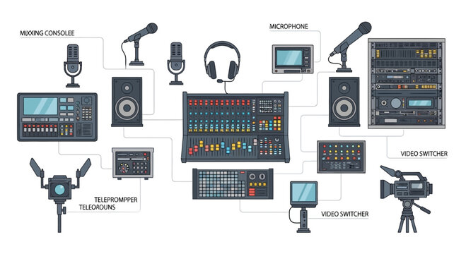 Audio and Video Production Equipment Network Diagram