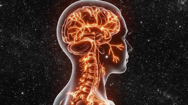 Human brain and nervous system in space perfect for UI/UX design and motion graphics