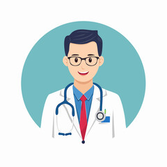 Fototapeta premium Illustration of a smiling male doctor with a stethoscope