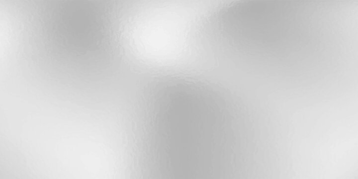 Silver foil background with grainy texture. Frost glass, chrome rough metal, effect foil paper, glitter glossy surface. Gray hologram gradient noise bg. Vector realistic illustration