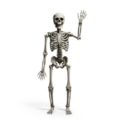 Obraz premium Full Skeleton in Neutral Standing Pose on White Background