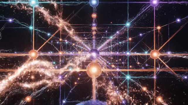 Abstract network of glowing nodes and connections symbolizing digital transformation and future innovation