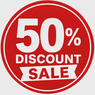 50 percent discount sale red circle