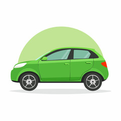 Obraz premium Green Hatchback Car Illustration