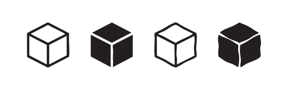 Cube Icon Set - Shape, Geometry, 3D, Block, Abstract, Solid