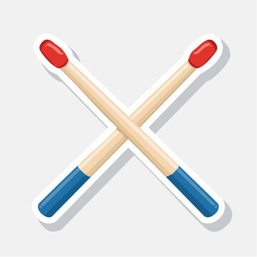 Two Crossed Matches with Red and Blue Tips