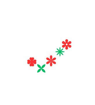 t-shirt printing design illustration showing colorful ok/correct/okay tick check mark/ sign/symbol in floral and natural way. The artistic beautfuil combination of colorful flowers.