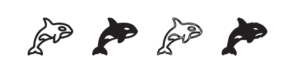Orca Killer Whale Marine Life Jumping Icon Set © liubomir118809
