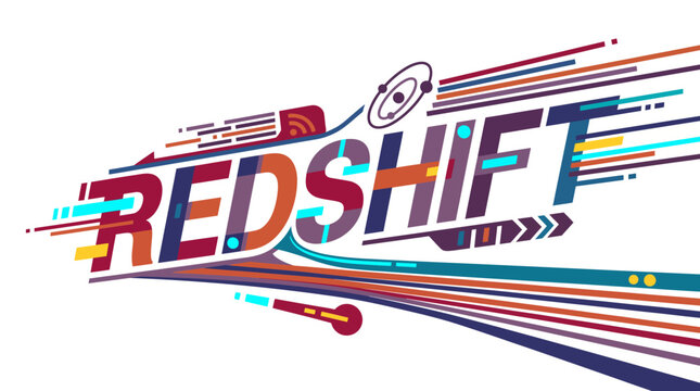 Vibrant graphic illustration of Redshift logo with colorful lines and arrows