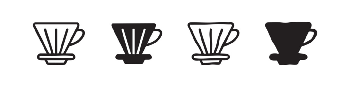 Coffee Dripper V60 Icon Set for Manual Brewing and Cafe Culture