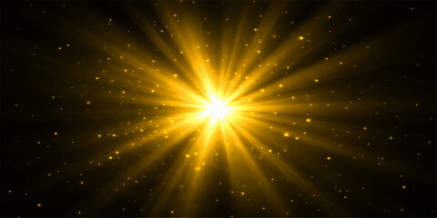 Abstract glowing cosmic space background with stars and radiant light rays in deep blue galaxy sky © suriyaakter