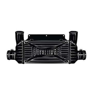 Automotive car engine intercooler silhouette set bundle isolated on white.