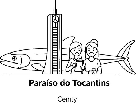 Paraiso do Tocantins City Landmark and People Illustration