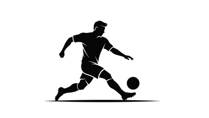 Fototapeta premium Elegant Silhouette of a Football Player Kicking a Ball in Dynamic Action