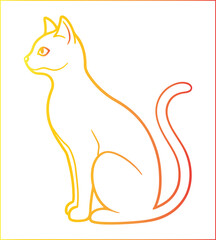 Minimalist outline drawing of a sitting cat vector. © MDSALAUDDIN