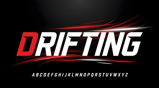 drifting neon text on black racing background