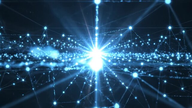 Abstract network of glowing nodes symbolizing digital transformation and future innovation
