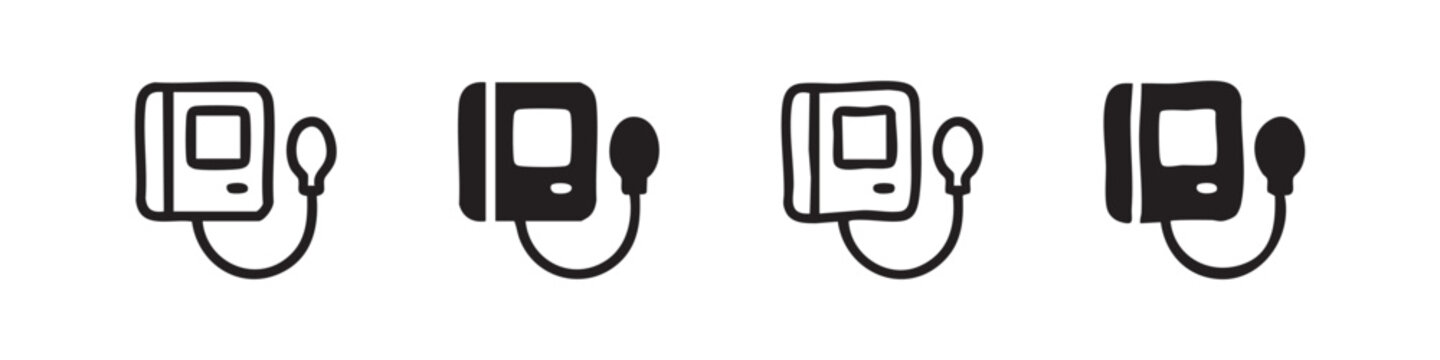 Blood Pressure Monitor Medical Sphygmomanometer Icons Set