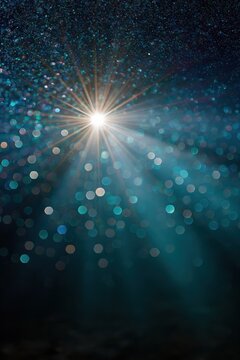 Point light radiating through bokeh in dark space background
