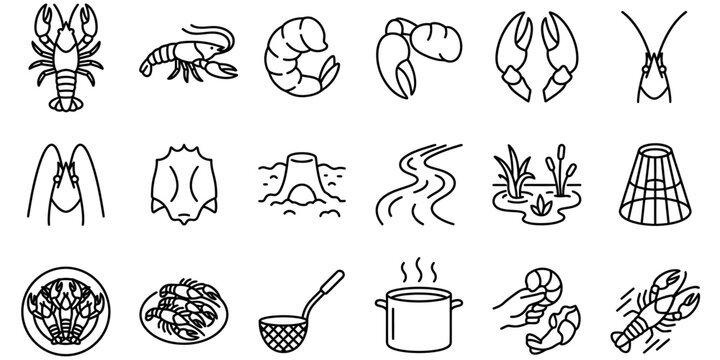 Lobster shrimp crab crayfish cooked seafood cooking pot ladle serving plate food.