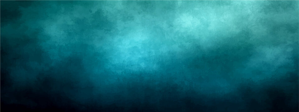 Vector Abstract teal blue aquamarine art background like underwater depth with grunge textured and faded surface.