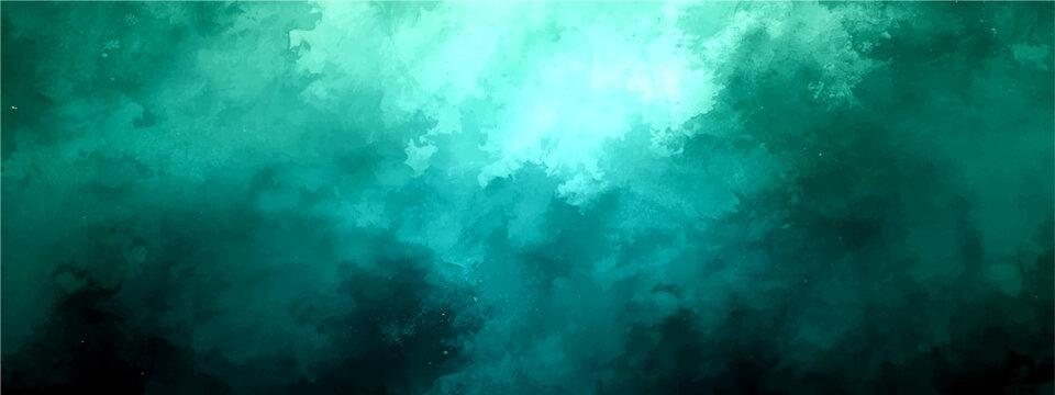Vector Abstract teal and turquoise smoky background creates a dreamy and ethereal ambience, resembling oceanic depth and cosmic nebulosity, evoking tranquility and mystery. 