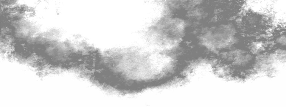 Vector Abstract smoky atmospheric cloud of gray smoke on white background, suggesting environmental concern or the concept of pollution.