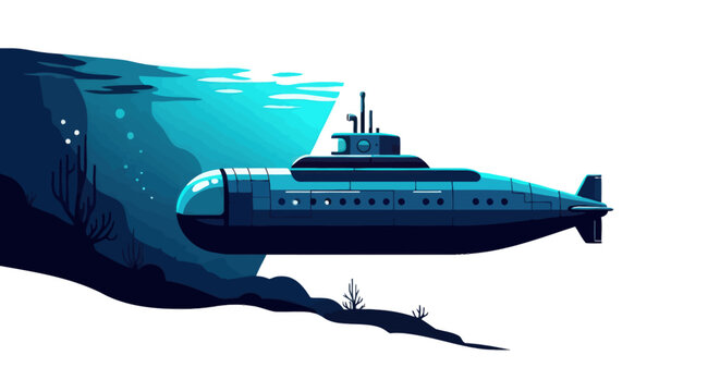 Submarine Underwater Vector Illustration