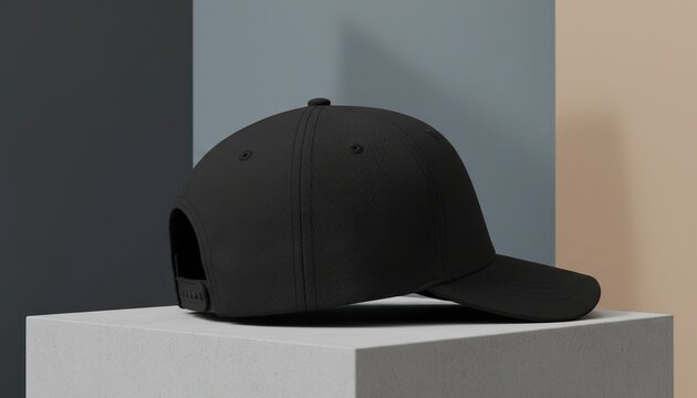 Black snapback cap side view mockup hat mockup apparel mockup streetwear mockup side mockup branding mockup logo mockup fashion mockup headwear mockup background image