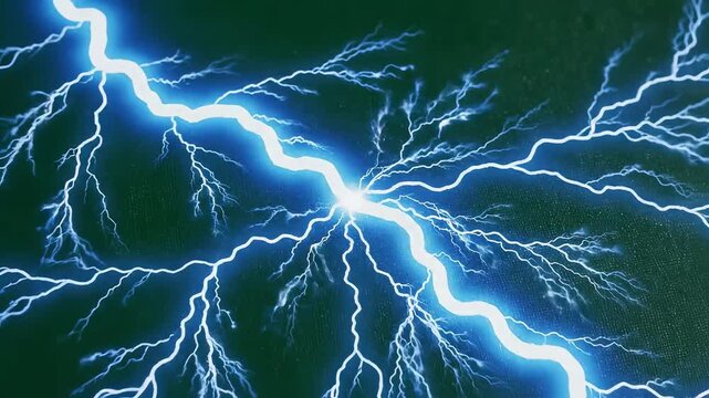 Blue lightning bolts on dark background ideal for sleek commercial backgrounds and title sequences