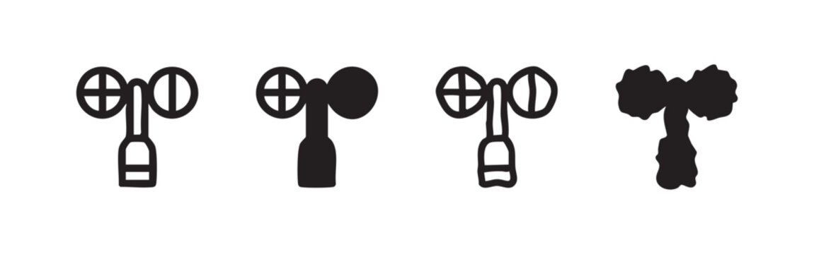 Set of 4 anemometer icon variations with different styles
