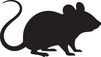 Obraz premium Black mouse silhouette, a simple rodent outline vector illustration. Minimalist animal shape, a versatile graphic resource for design projects.