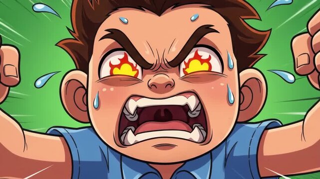Cartoon illustration of an upset child with emotional distress