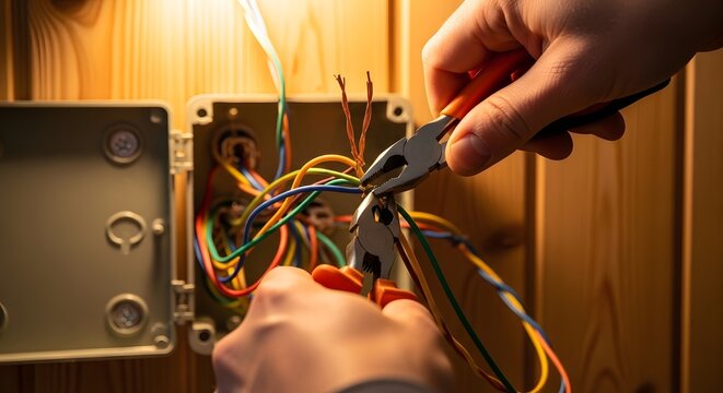 Connecting electrical wires to a junction box with pliers