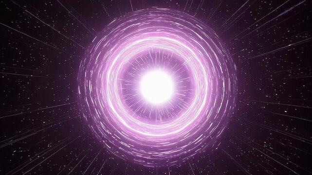 A tunnel in cyberspace where layers of purple light overlap and converge.