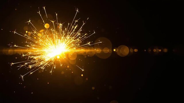 A dazzling spark material with crackling sparks and flying golden dust.