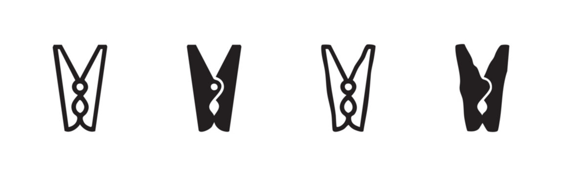 Set of clothespin or peg icons