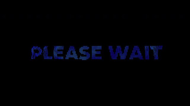 Please Wait Futuristic Hologram Display Text Alpha Channel 4K Video