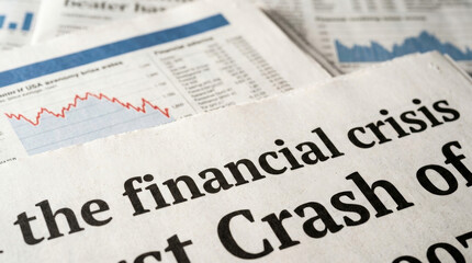 Obraz premium Global economic inflation crisis recession risk financial newspaper headline chart Global economic inflation crisis recession risk headline