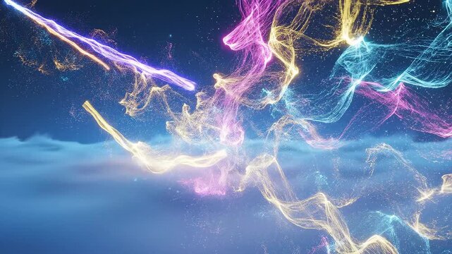 Colorful light trails in the sky emphasizing modern aesthetics and minimalist design