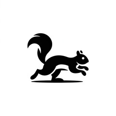 Fototapeta premium Running squirrel silhouette minimalist black and white logo design
