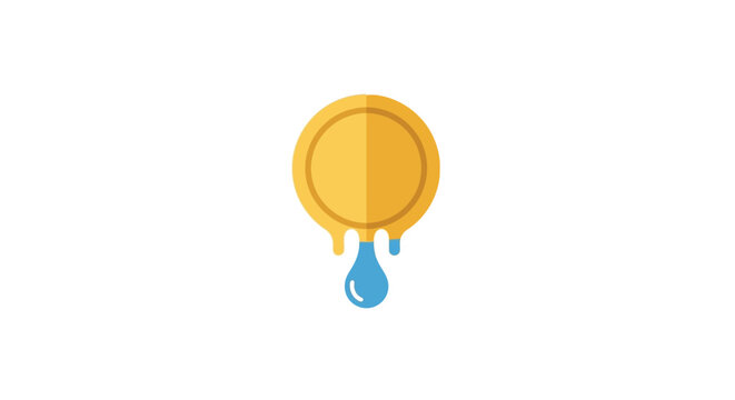 Water Drop on Yellow Coin.