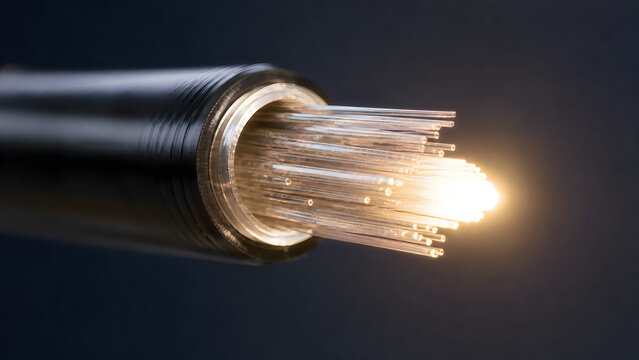 Fiber optic cable with glowing light
