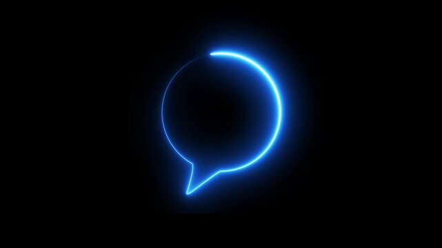Neon Speech bubble icon or Circle empty frame Animation social media chat, online messaging, and futuristic technology connectivity