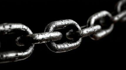 Obraz premium Detailed Close-Up of Metallic Chain Links Over Dark Background