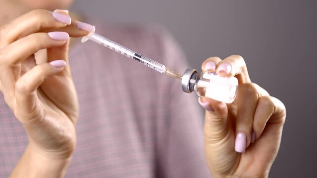 Healthcare Preparing Vaccine Injection. Insulin Preparation for Diabetes Treatment