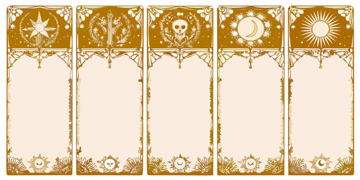 vectorized tarot card frames with mystical symbols art nouveau style