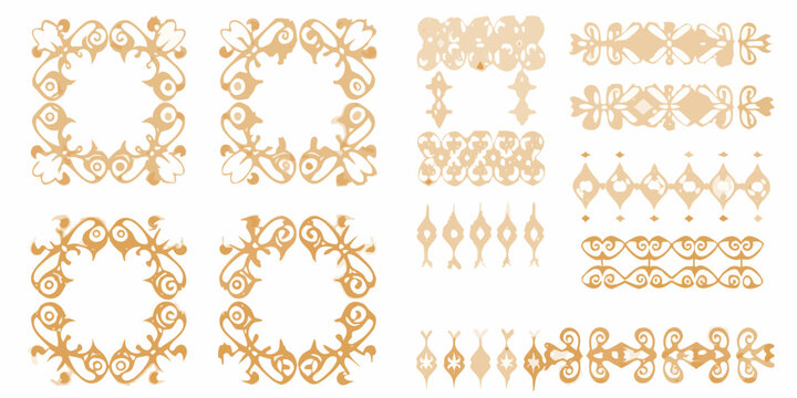 baroque ornaments and rococo frames vector illustration set on white