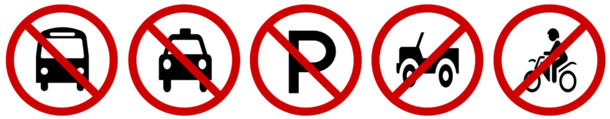No Entry Traffic Signs Set – No Vehicles Allowed Icons Collection © Sahil