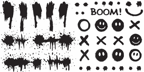 grunge spray paint splatters and comic elements vector illustration © Ajay